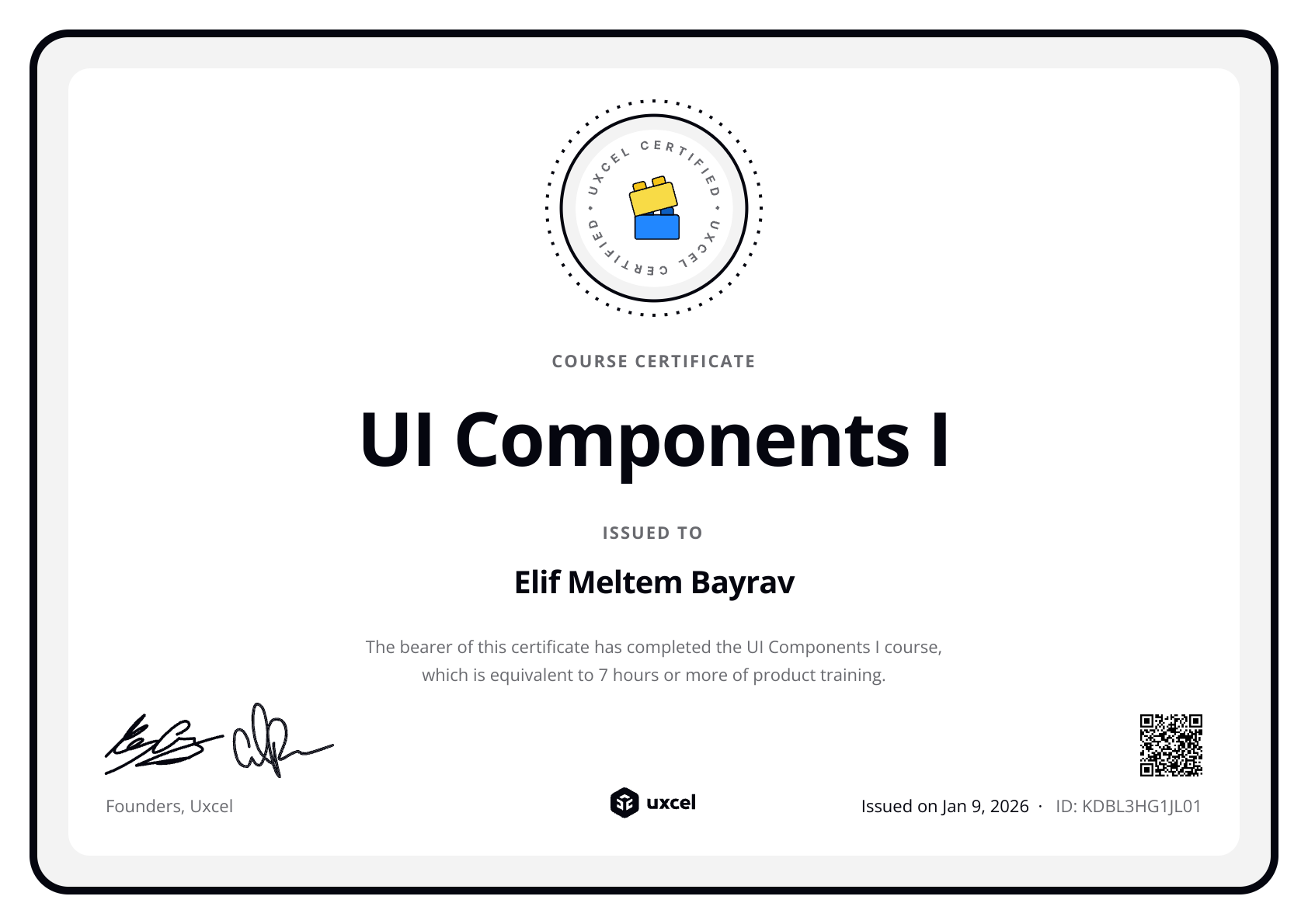 Elif Meltem Bayrav's certificate